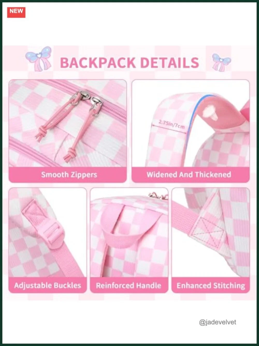 Kawaii Corduroy Backpack with Multi-Pockets for Teen Girls, Laptop Ready